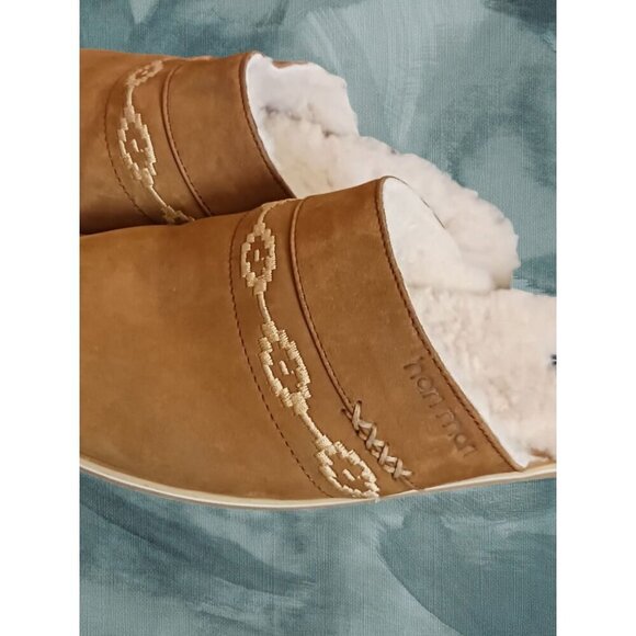 Hari Mari Shearling Lined Suede Slippers In Tan color With Embroidered Details S - Picture 8 of 10